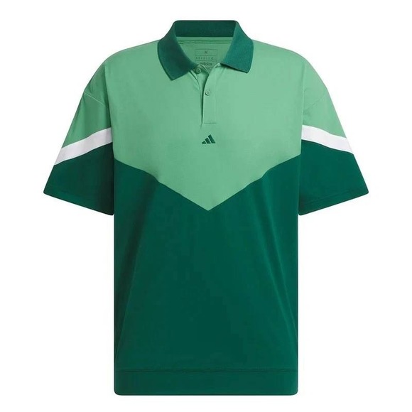 adidas Other - Adidas Mens Green Colorblock Chevron Golf Polo Shirt Short Sleeve M Short Sleeve